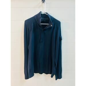 Banana Republic 1/4 Zip Dressy Sweater Size Xl Navy Snaps Arm Pocket